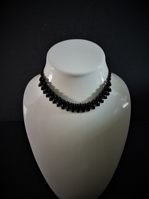 1940s Black Glass Bead Necklace