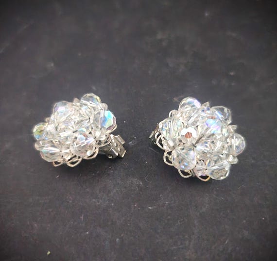 Crystal Bead Vintage Clip on Earrings