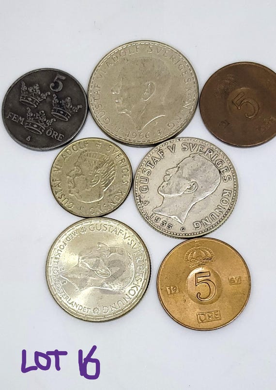 Swedish Coin Lot: 1935-1967 Silver Bronze Iron Lot 16