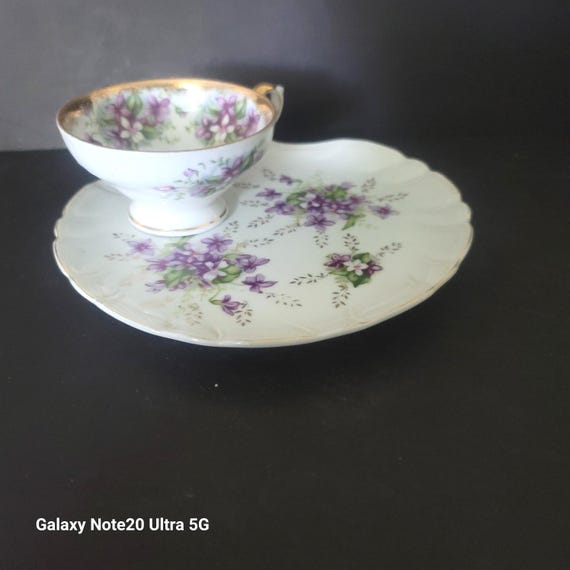 1930s Japanese Luncheon Plate and Cup with Lilacs
