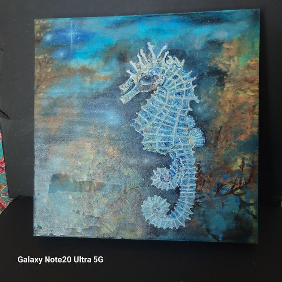 OOAK Acrylic and Oil Painting Seahorse