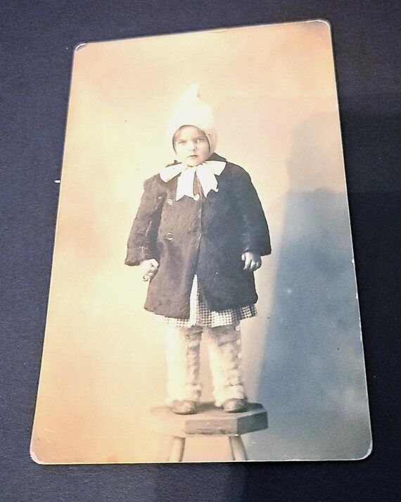 1930s Postcard with Child in Winter