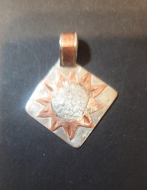 Sterling and Copper Sun Pendant