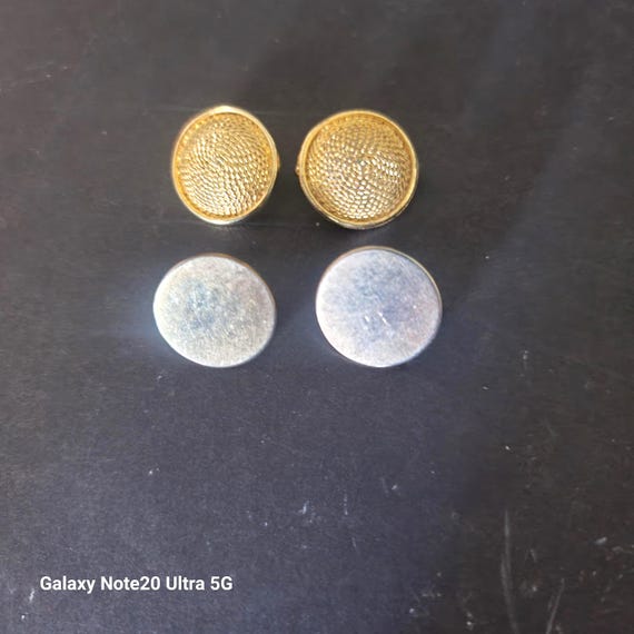 Two Pairs of Gold Clip On Earrings