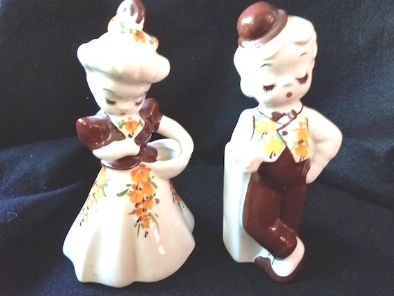 1920s Boy and Girl Ceramic Vases