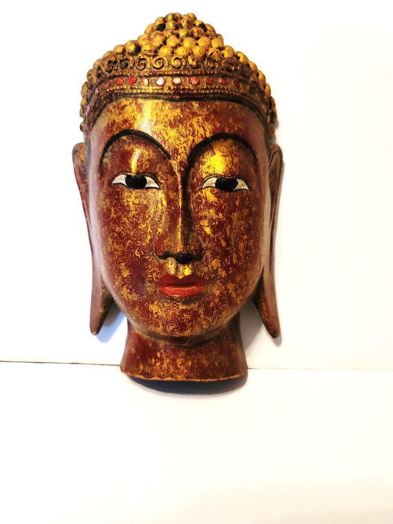 Antique Hand Carved Thai Buddha Head