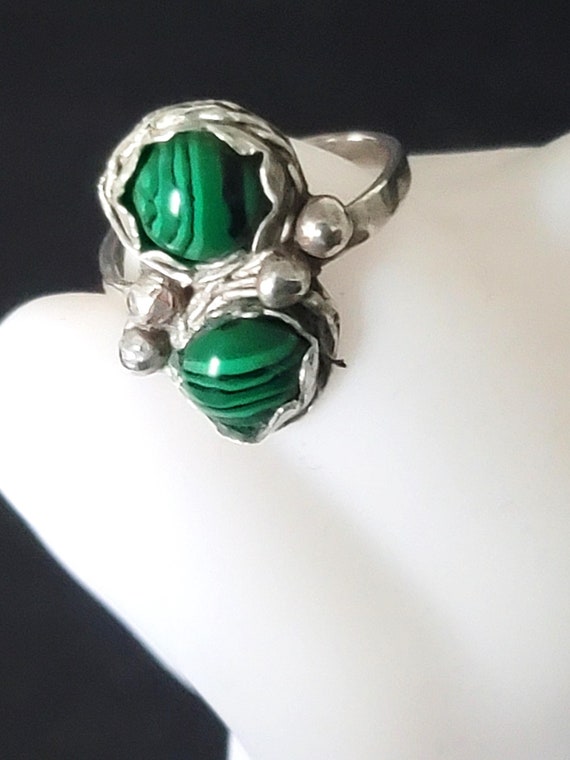 Double Malachite Sterling Ring