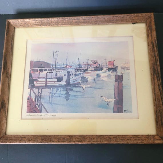 Floyd Hildebrand Fishermans Wharf Watercolor 1970
