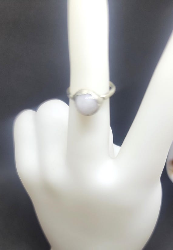 Sterling Silver Pinky Ring: 8mm Moonstone Band Size 3.75