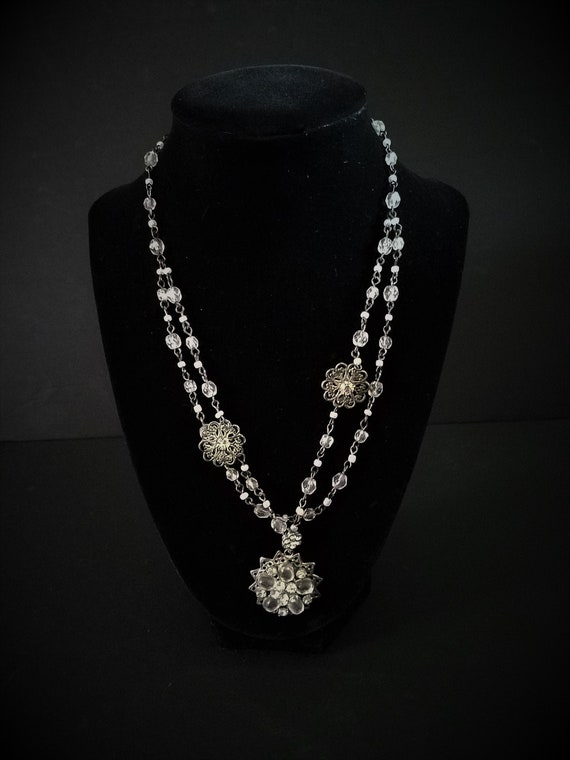 Vintage Monet Crystal Flower Necklace