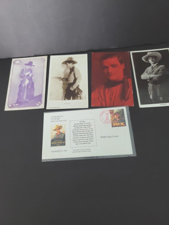 Tom Mix Postcards and Commemorative Stamp and Envelope