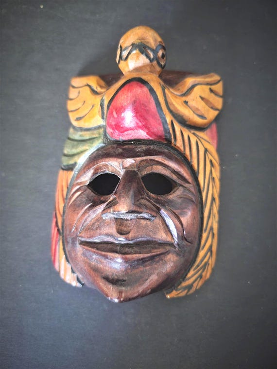 Vintage Hand Carved Mayan Quetzal Bird Mask