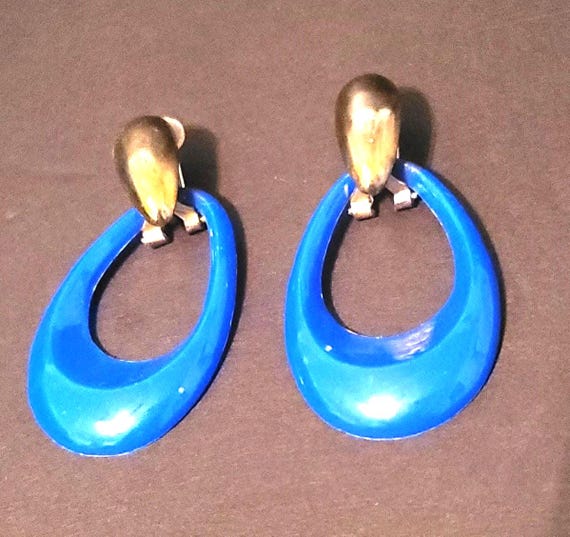 Vintage Blue Plastic Earrings