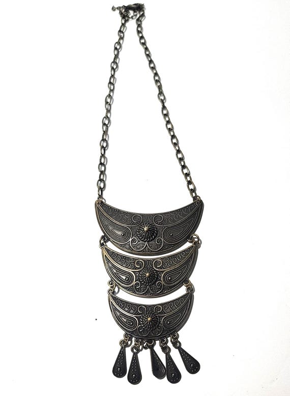 Brass Bib Vintage Necklace
