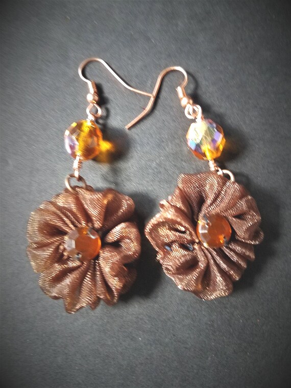 Copper and Brown Handmade Earrings