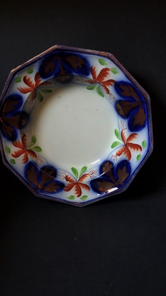 Antique Ironstone Handpainted Cobalt Blue