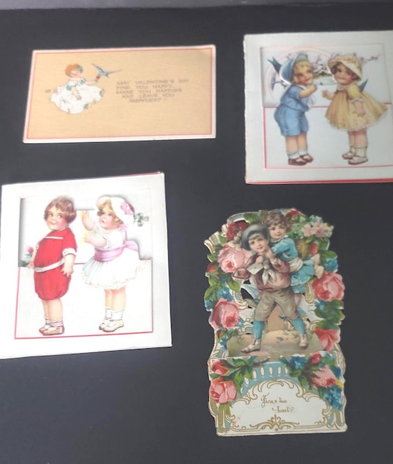Set of 4 1910-1920s Valentines