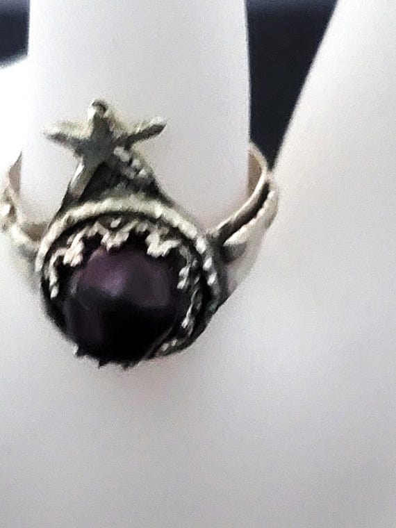 Amythest Pearl and Starfish Sterling Ring