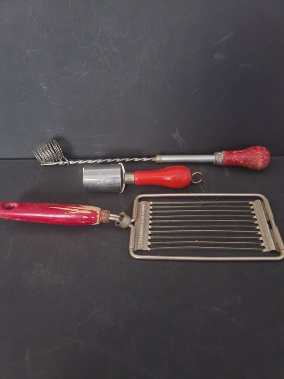 Set of Red Handled Vintage Kitchen Tools