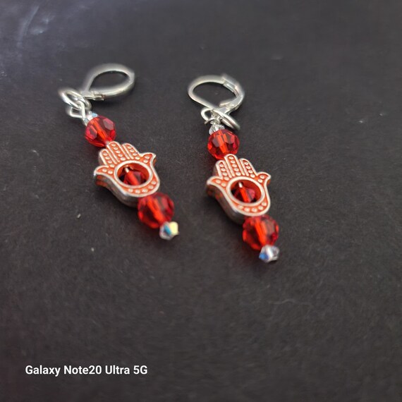 Orange Hamsa Earrings