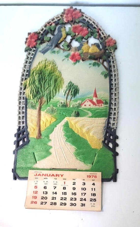 1975 Die Cut Pressed Paper Calendar from Germany