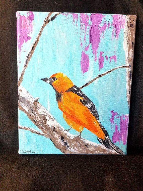 Acrylic Bird Painting on Canvas OOAK
