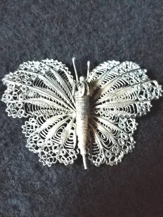 Antique Filigree Butterfly Brooch