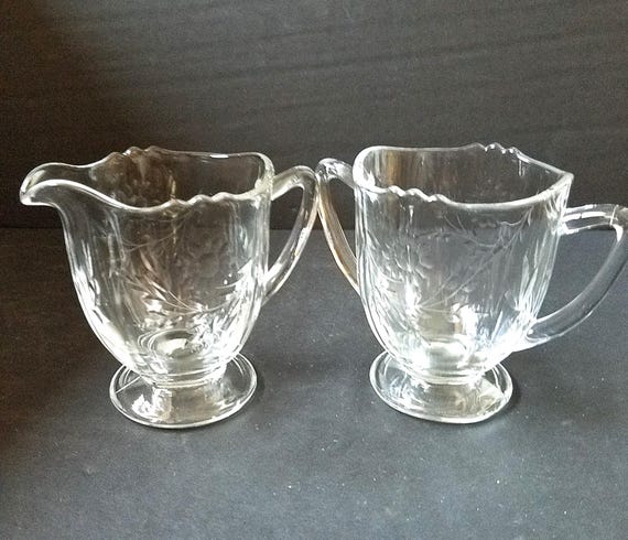 Crystal Sunflower Creamer and Sugar Bowl
