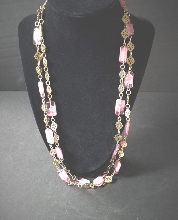 Pink and Gold Vintage Necklace