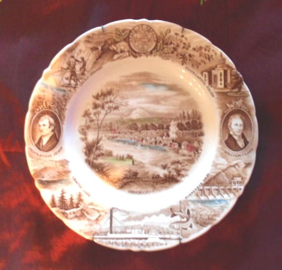 Oregon Johnson Brothers Meir & Frank  Transferware Souvenir Plate
