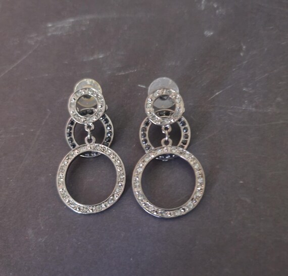 Gunmetal Crystal Vintage Earrings