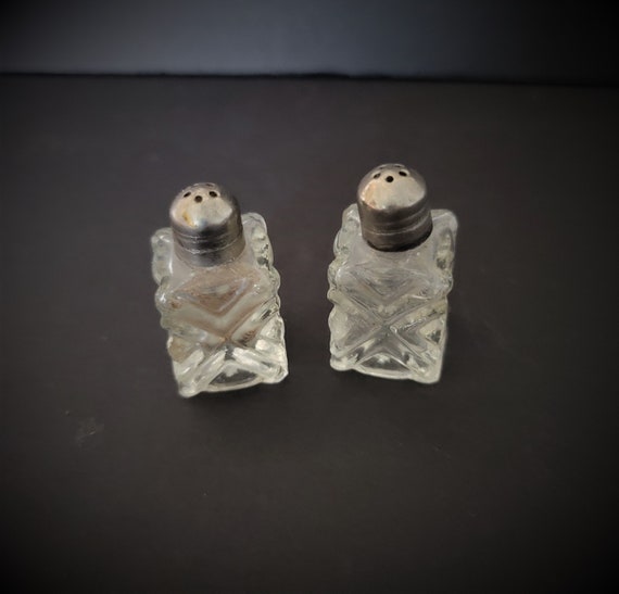 Crystal and Silverplated Salt and Peppers