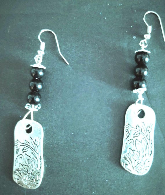 Black and Silver Plated Earrings