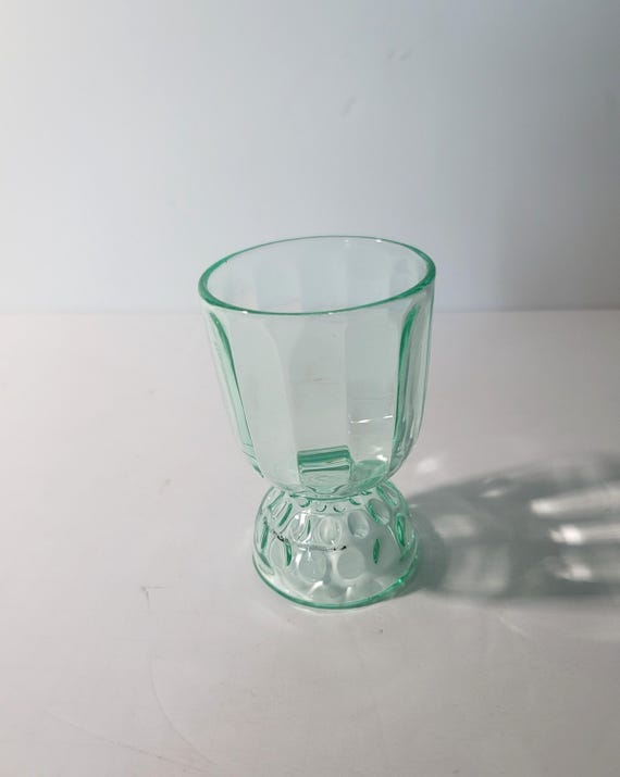 Uranium Glass Footed Juice Glass
