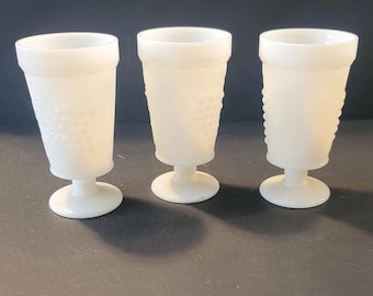 1960s Milk Glass Goblets in Harvest Grape