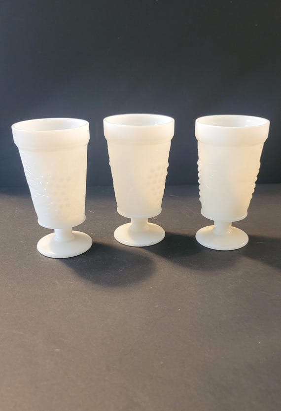 1960s Milk Glass Goblets in Harvest Grape