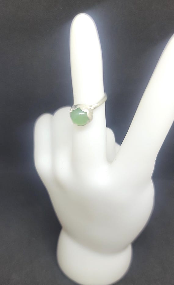 Aventurine & Sterling Pinky Ring Size 3.5 with 8mm Stone