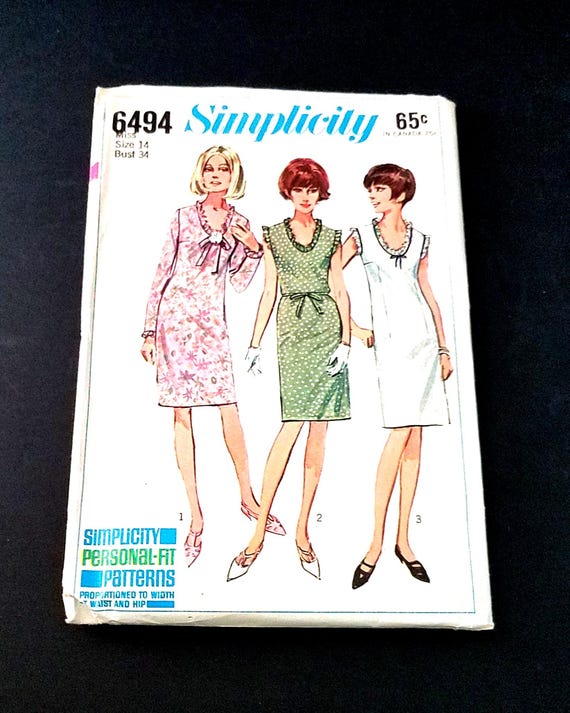 1966 Simplicity Dress Pattern 6494