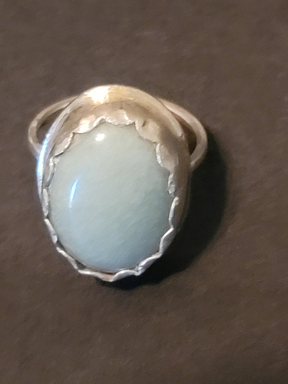 Sterling and  Aventurine Ring Size 7.5