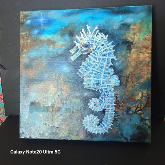 OOAK Acrylic and Oil Painting Seahorse