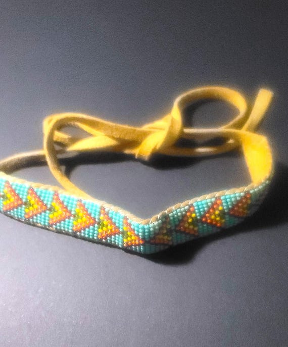 Vintage Buckskin and Seed Bead Choker
