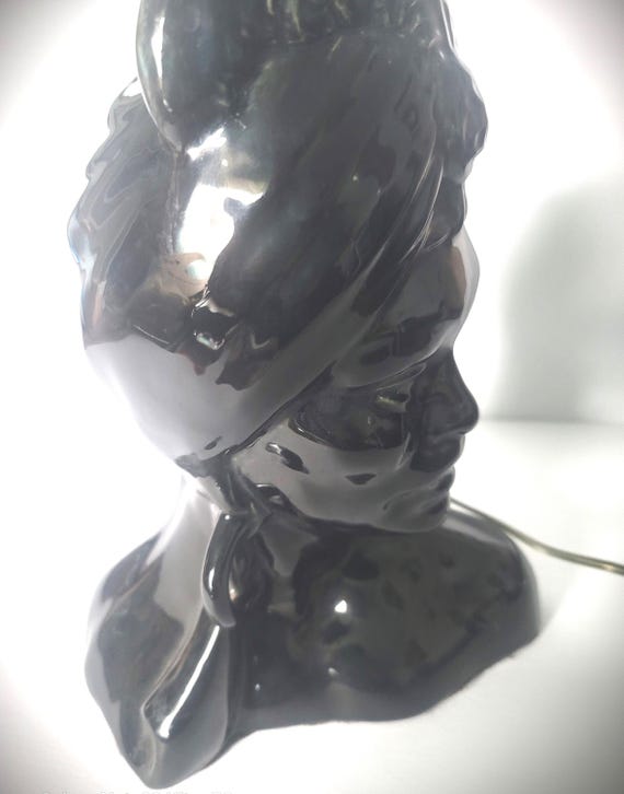 Roseville Black Ceramic Woman Television Light