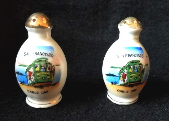 San Francisco Cable Car Salt and Pepper Shakers 1950s