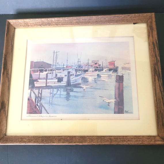 Floyd Hildebrand Fishermans Wharf Watercolor 1970