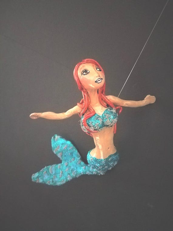 Ginger and Blue Hanging Mermaid