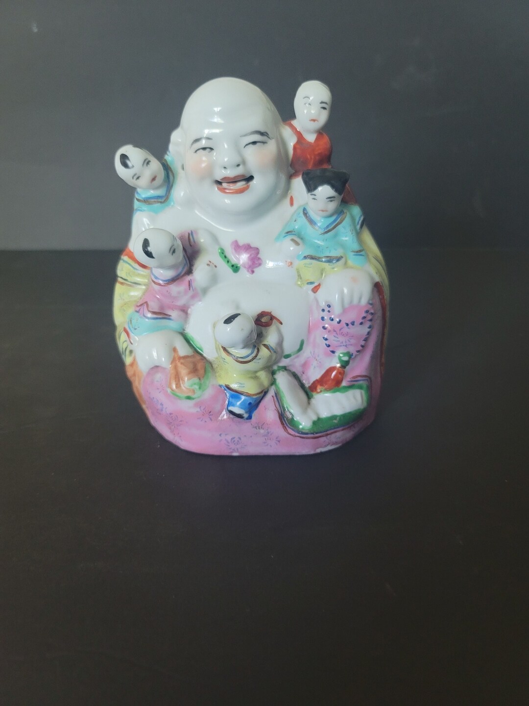Porcelain Laughing Fertility Buddha With Children Etsy