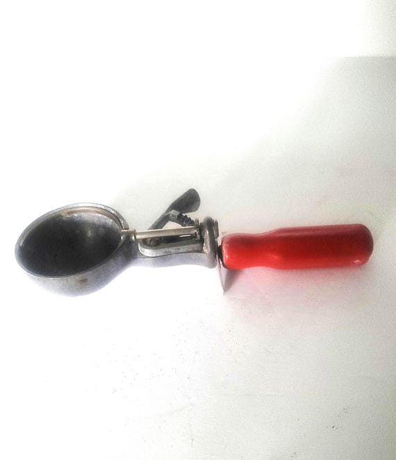 Vintage Red Handled Ice Cream Scoop