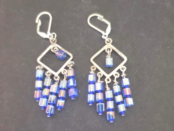 Sterling Silver and Blue Glass Beads