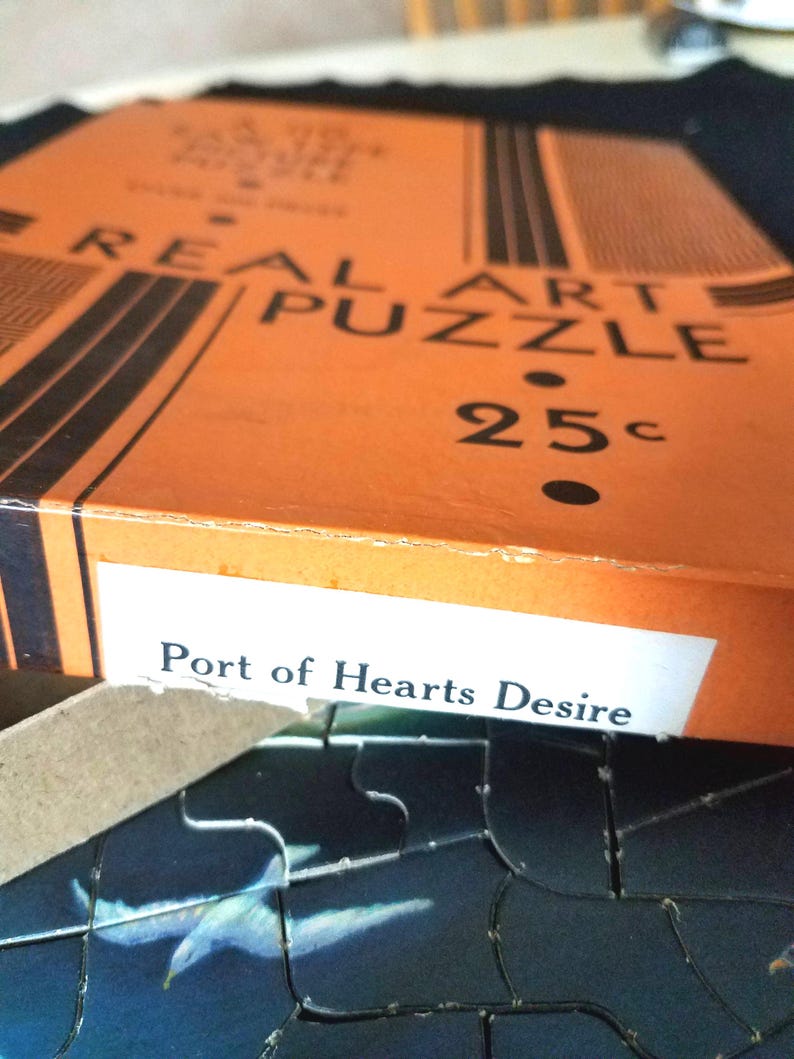Antique Jigsaw Picture Puzzle Port of Hearts Desire image 2