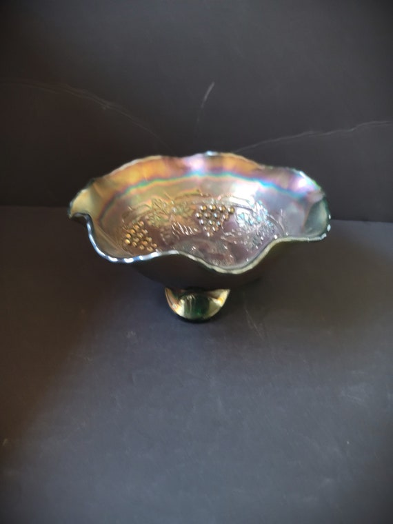 Fenton Peacock Green Footed Bowl